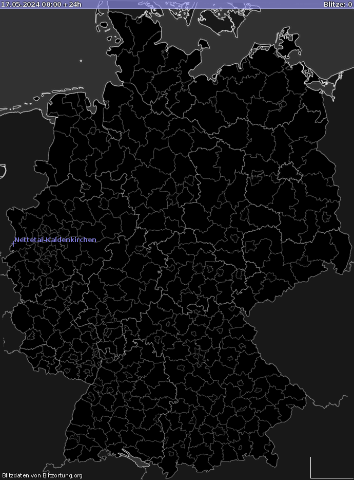 Bliksem kaart Duitsland 17.05.2024