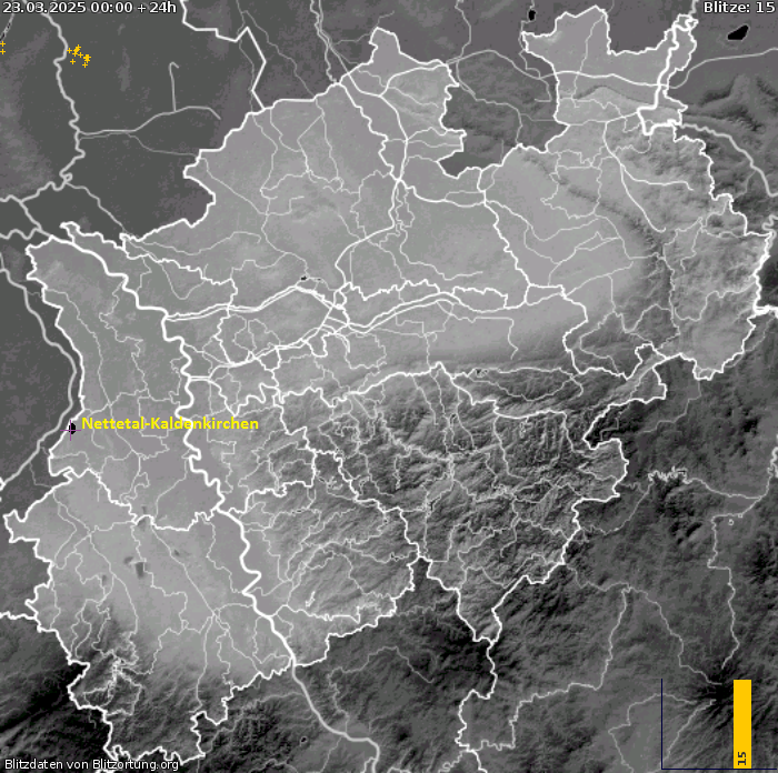 Lightning map NRW 2025-03-24