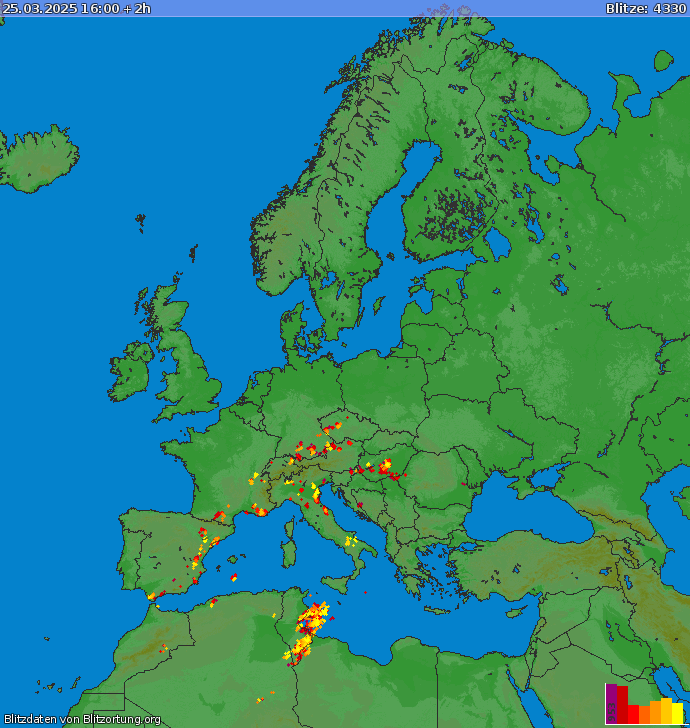 Lightning map Europe 2025-03-25 (Animation)