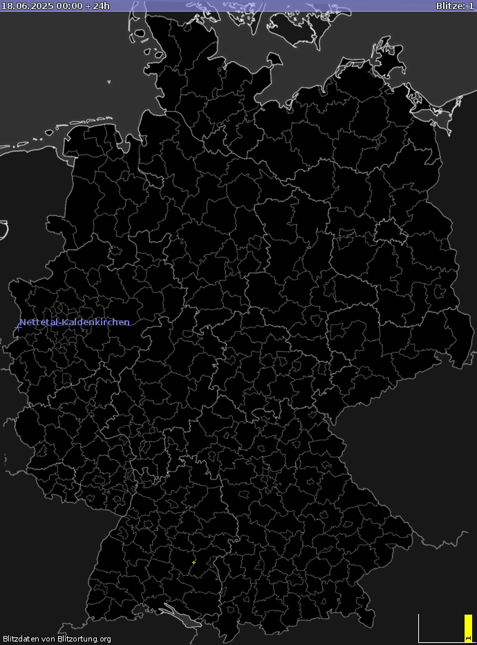 Lightning map Germany 2025-06-18