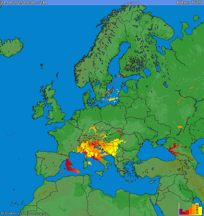Blitzkarte Europa 21.08.2025