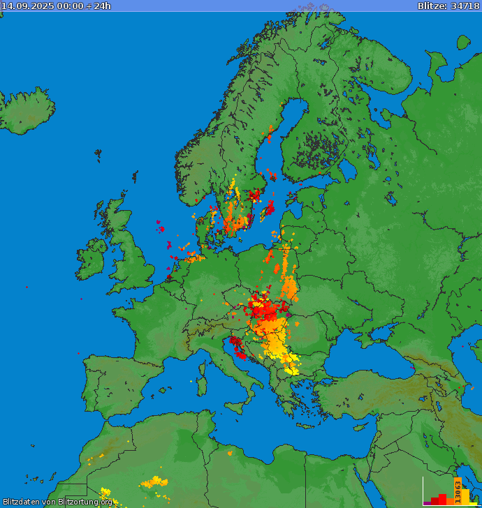 Blitzkarte Europa 14.09.2025