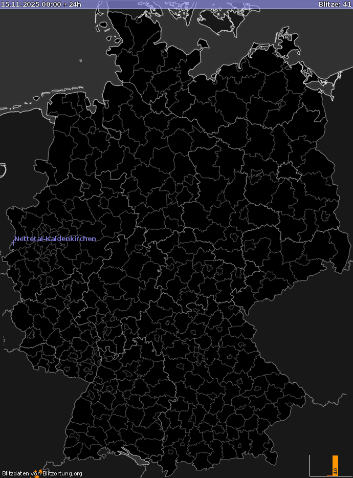 Lightning map Germany 2025-11-15
