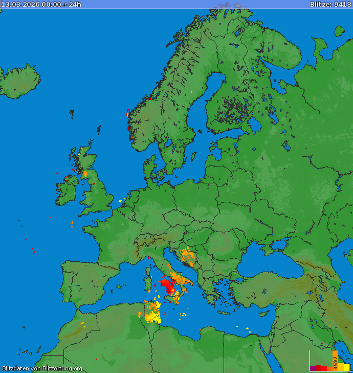 Blitzkarte Europa 13.03.2026