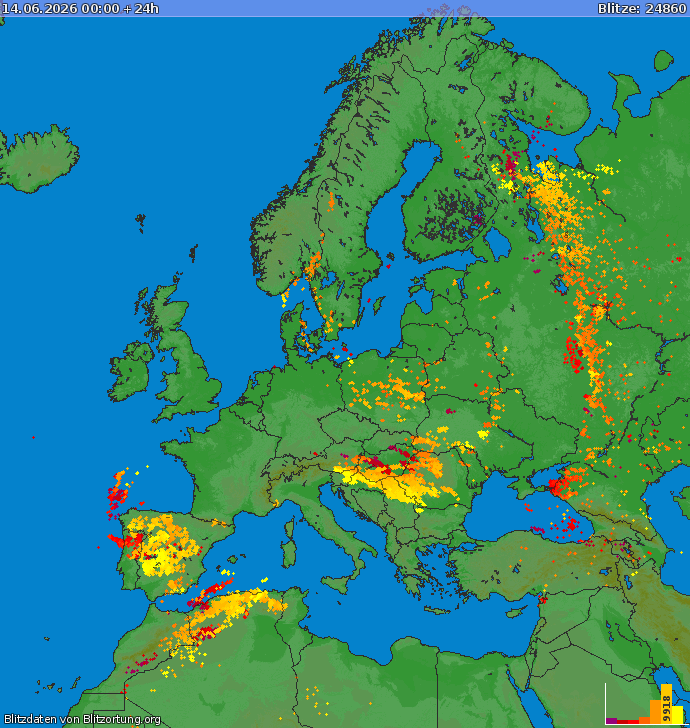 Blitzkarte Europa 14.06.2026