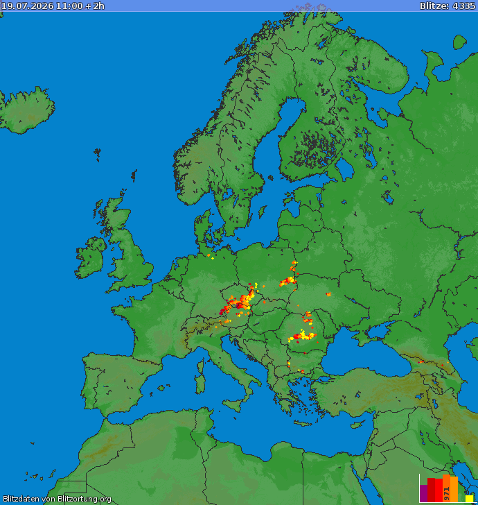 Lightning map Europe 2026-07-19 (Animation)