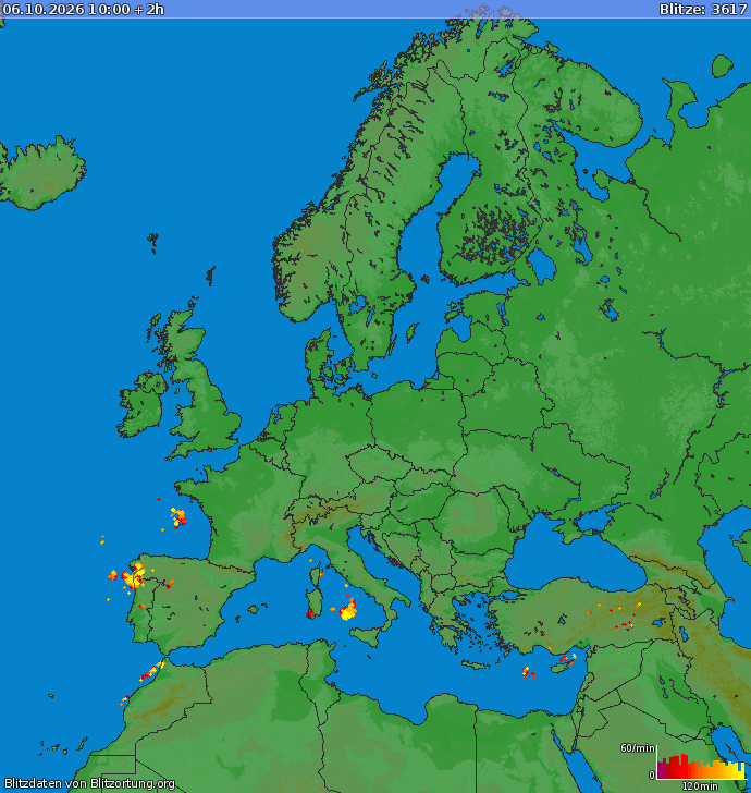 Lightning map Europe 2026-10-06 (Animation)