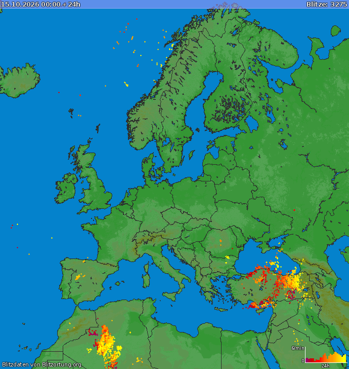 Lightning map Europe 2026-10-15